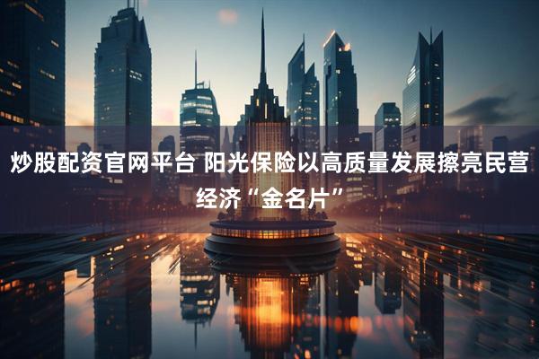 炒股配资官网平台 阳光保险以高质量发展擦亮民营经济“金名片”